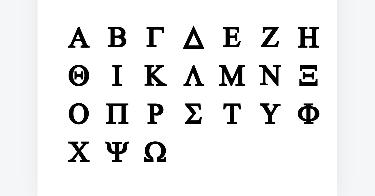 Greek letters